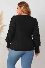 Load image into Gallery viewer, Plus Size Round Neck Lantern Sleeve Blouse