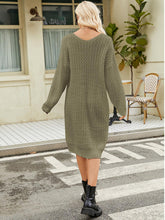 Load image into Gallery viewer, V-Neck Long Sleeve Sweater Dress