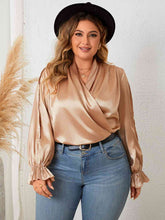 Load image into Gallery viewer, Plus Size Surplice Neck Flounce Sleeve Blouse