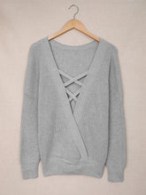 Load image into Gallery viewer, Woven Right Crisscross Back Waffle-Knit Sweater
