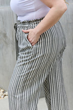 Load image into Gallery viewer, Heimish Find Your Path Full Size Paperbag Waist Striped Culotte Pants