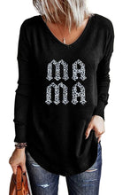 Load image into Gallery viewer, Leopard MAMA Graphic V-Neck Long Sleeve Top