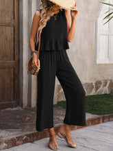 Load image into Gallery viewer, Ruffled Round Neck Tank and Pants Set