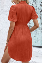 Load image into Gallery viewer, Textured Tie Belt Short Sleeve Dress