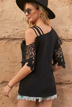 Load image into Gallery viewer, Spliced Lace Asymmetrical Neck Blouse