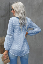 Load image into Gallery viewer, Swiss Dot Frilled Notched Neck Blouse