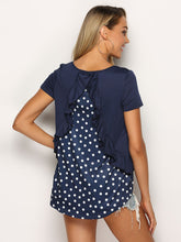 Load image into Gallery viewer, Polka Dot Ruffled Round Neck Top