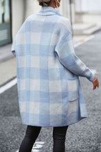 Load image into Gallery viewer, Plaid Dropped Shoulder Cardigan with Pocket