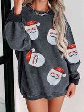 Load image into Gallery viewer, Sequin Santa Patch Ribbed Sweatshirt