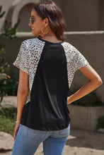 Load image into Gallery viewer, Leopard Color Block V-Neck Tee Shirt