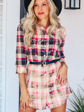 Load image into Gallery viewer, Plaid Button-Down Mini Dress