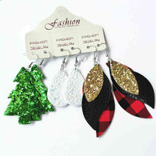 Load image into Gallery viewer, Christmas PU Earrings Set