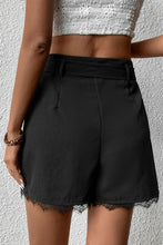 Load image into Gallery viewer, Tie Belt Lace Trim Shorts