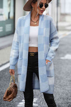 Load image into Gallery viewer, Plaid Dropped Shoulder Cardigan with Pocket