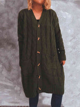 Load image into Gallery viewer, Button Up Cable-Knit Cardigan with Pockets