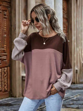 Load image into Gallery viewer, Color Block Waffle-Knit Long Sleeve Top