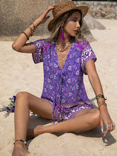 Load image into Gallery viewer, Tied Printed Short Sleeve Romper