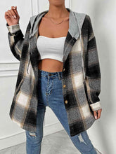 Load image into Gallery viewer, Plaid Drawstring Hooded Jacket