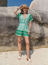 Load image into Gallery viewer, Tied Printed Short Sleeve Romper