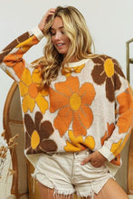 Load image into Gallery viewer, BiBi Round Neck Flower Pattern Sweater