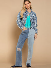 Load image into Gallery viewer, Plaid Raw Hem Dropped Shoulder Denim Jacket