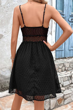 Load image into Gallery viewer, Swiss Dot Spaghetti Strap Spliced Lace Dress