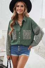 Load image into Gallery viewer, Double Take Leopard Contrast Denim Top