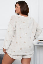 Load image into Gallery viewer, Plus Size Star Dropped Shoulder Top and Shorts Lounge Set