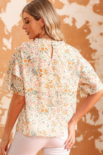 Load image into Gallery viewer, Floral Round Neck Short Sleeve Blouse