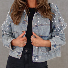 Load image into Gallery viewer, Bead Detail Denim Jacket