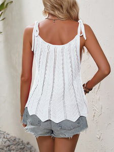 Tied Openwork Scoop Neck Sleeveless Tank