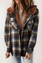 Load image into Gallery viewer, Plaid Snap Down Hooded Jacket