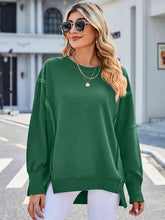 Load image into Gallery viewer, Exposed Seam High-Low Round Neck Sweatshirt
