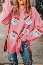 Load image into Gallery viewer, Sequin Santa Round Neck Slit Sweatshirt