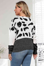 Load image into Gallery viewer, Plus Size Leopard Round Neck Long Sleeve Sweater