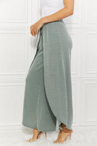 Blumin Apparel Confidently Chic Full Size Split Wide Leg Pants in Sage