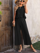 Load image into Gallery viewer, Ruffled Round Neck Tank and Pants Set