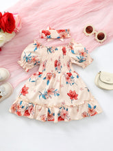 Load image into Gallery viewer, Baby Girl Floral Smocked Frill Trim Dress