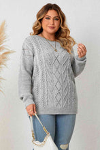 Load image into Gallery viewer, Plus Size Cold Shoulder Asymmetrical Cable-Knit Top