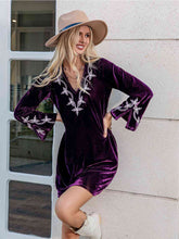 Load image into Gallery viewer, V-Neck Long Slit Sleeve Mini Dress