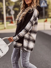 Load image into Gallery viewer, Plaid Drawstring Dropped Shoulder Hoodie