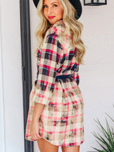 Load image into Gallery viewer, Plaid Button-Down Mini Dress