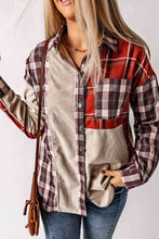Load image into Gallery viewer, Plaid Collared Neck Buttoned Shirt with Pocket