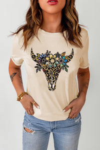 Graphic Cuffed Short Sleeve Crewneck Tee