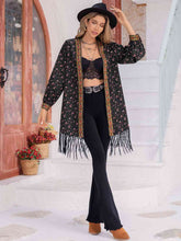 Load image into Gallery viewer, Printed Fringe Detail Cardigan