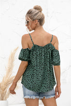 Load image into Gallery viewer, Printed Cold-Shoulder Frill Trim Blouse