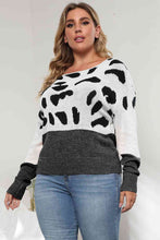 Load image into Gallery viewer, Plus Size Leopard Round Neck Long Sleeve Sweater