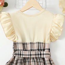 Load image into Gallery viewer, Plaid Round Neck Asymmetrical Dress