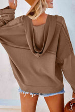 Load image into Gallery viewer, Quarter-Button Exposed Seam Dropped Shoulder Hoodie