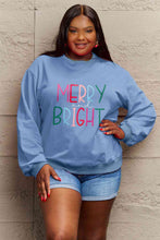 Load image into Gallery viewer, Simply Love Full Size MERRY AND BRIGHT Graphic Sweatshirt